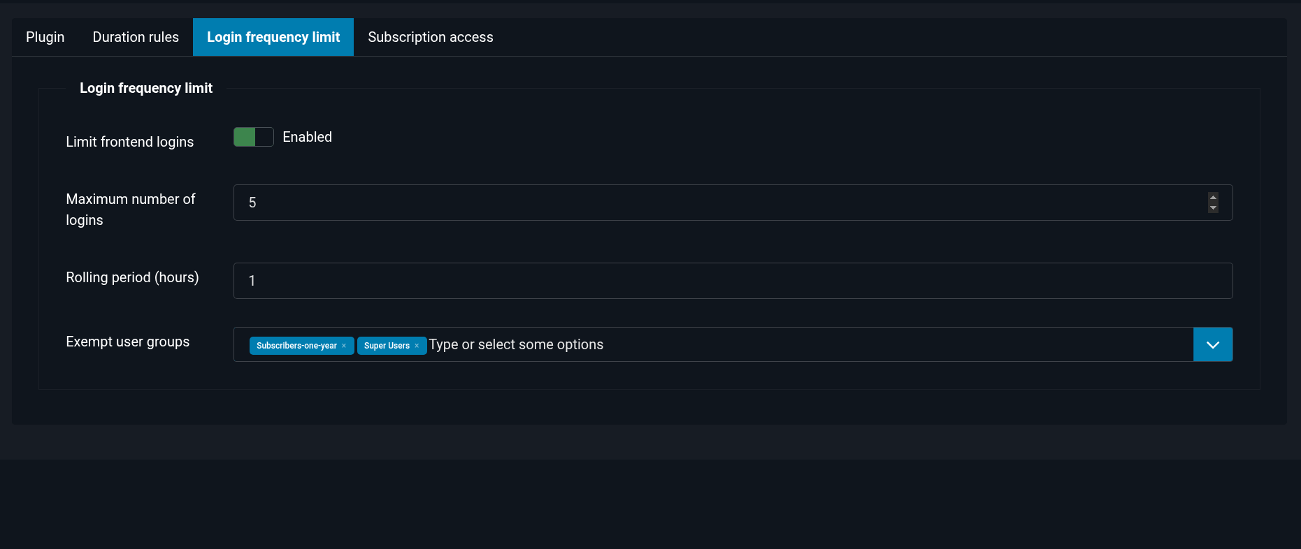 Login frequency limit