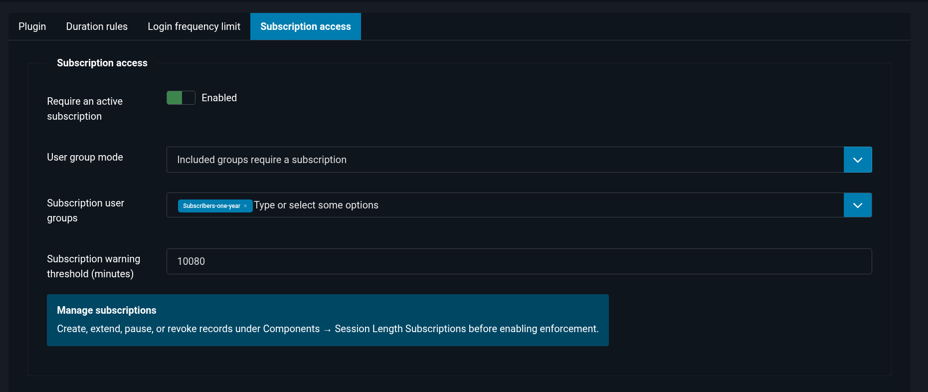 Subscription access
