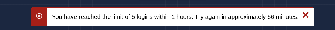 Login limit message